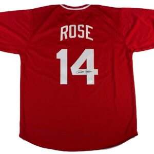 Pete Rose Autographed Red Jersey Pete Rose Authentication
