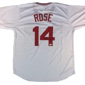 Pete Rose Autographed White Jersey Pete Rose Authenticated