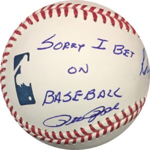 Pete Rose & Robert Manfred Sorry I Bet On Baseball Dual Signed Baseball